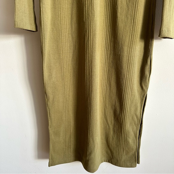 NWT Sweaty Betty Olive Green Ribbed Henley Long Sleeve Cotton Midi Dress Sz S - Picture 9 of 16